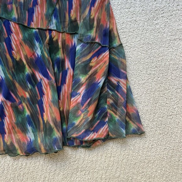 URBAN OUTFITTERS Women’s Dress Green Multi Mesh Mini Moxie Abstract Slip Size XS - Picture 8 of 11
